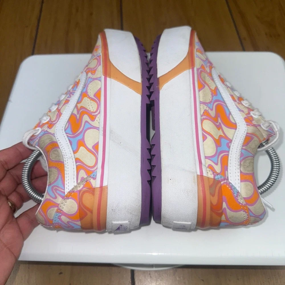 Vans Old‎ Skool Platform Psychedelic Swirl Orange Blue Low Top Shoes Womens 6
